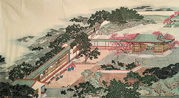 Chinese Buildings Pavilions Palaces Towers Terraces Painting,96cm x 180cm,lzx11188006-x