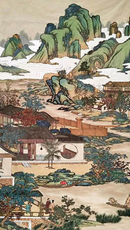 Chinese Buildings Pavilions Palaces Towers Terraces Painting,96cm x 180cm,lzx11188007-x