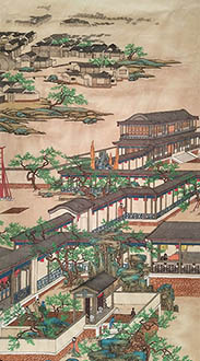 Chinese Buildings Pavilions Palaces Towers Terraces Painting,96cm x 180cm,lzx11188012-x