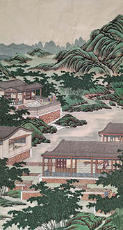 Chinese Buildings Pavilions Palaces Towers Terraces Painting,96cm x 180cm,lzx11188013-x