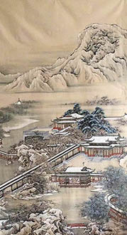 Chinese Buildings Pavilions Palaces Towers Terraces Painting,96cm x 180cm,lzx11188014-x