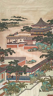 Chinese Buildings Pavilions Palaces Towers Terraces Painting,96cm x 180cm,lzx11188015-x