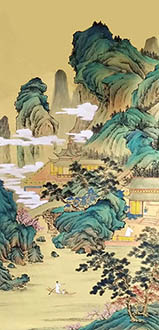 Chinese Buildings Pavilions Palaces Towers Terraces Painting,69cm x 138cm,wym11088024-x