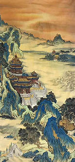 Chinese Buildings Pavilions Palaces Towers Terraces Painting,70cm x 150cm,wym11088025-x