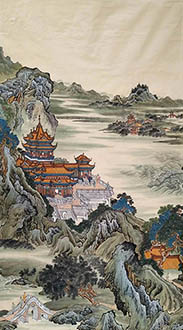 Chinese Buildings Pavilions Palaces Towers Terraces Painting,96cm x 180cm,wym11088026-x
