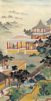 Chinese Buildings Pavilions Palaces Towers Terraces Painting,69cm x 138cm,wym11088027-x