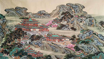 Chinese Buildings Pavilions Palaces Towers Terraces Painting,96cm x 180cm,wym11088031-x