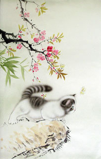 Chinese Cat Painting,66cm x 130cm,4351009-x