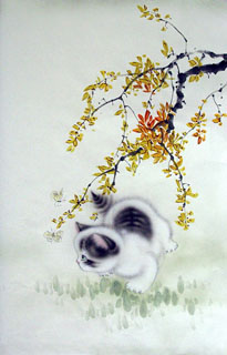 Chinese Cat Painting,43cm x 65cm,4351011-x