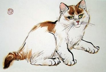 Chinese Cat Painting,50cm x 33cm,4533001-x