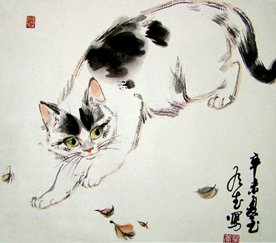 Chinese Cat Painting 0 4533002, 62cm x 62cm(24〃 x 24〃)
