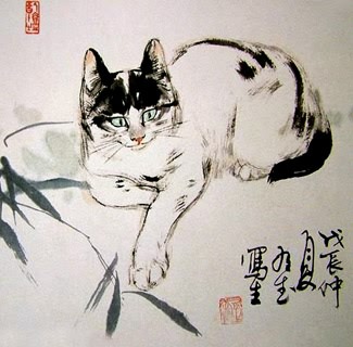 Chinese Cat Painting,38cm x 38cm,4533006-x