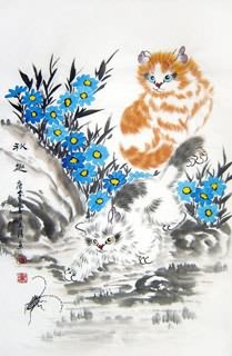 Chinese Cat Painting,69cm x 46cm,4616014-x