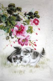 Chinese Cat Painting,69cm x 46cm,4620019-x
