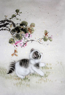 Chinese Cat Painting,69cm x 46cm,4620020-x
