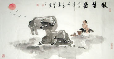 Chinese Cattle Painting,50cm x 100cm,4326002-x