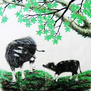 Chinese Cattle Painting,69cm x 69cm,4449002-x
