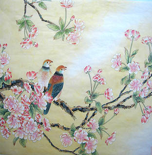 Chinese Cherry Blossom Painting,66cm x 66cm,2011016-x