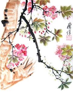 Chinese Cherry Blossom Painting,34cm x 46cm,2359003-x