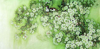 Chinese Cherry Blossom Painting,65cm x 134cm,2387003-x