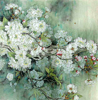 Chinese Cherry Blossom Painting,68cm x 68cm,2387083-x