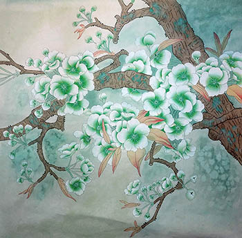 Chinese Cherry Blossom Painting,65cm x 55cm,2401008-x
