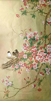 Chinese Cherry Blossom Painting,66cm x 136cm,2735028-x