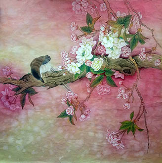 Chinese Cherry Blossom Painting,66cm x 66cm,2735032-x