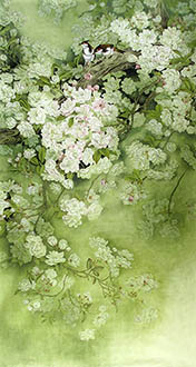 Chinese Cherry Blossom Painting,96cm x 180cm,hhh21207002-x