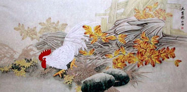 Chinese Chicken Painting,66cm x 136cm,4342001-x