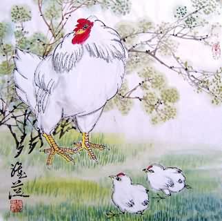 Chinese Chicken Painting,45cm x 45cm,4367006-x