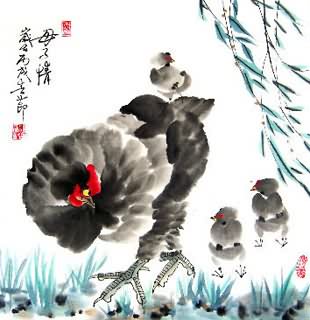 Chinese Chicken Painting,50cm x 50cm,4367007-x