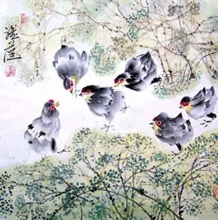 Chinese Chicken Painting,45cm x 45cm,4367008-x