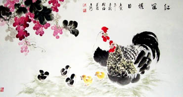 Chinese Chicken Painting,90cm x 200cm,4473007-x