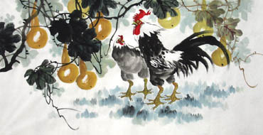 Chinese Chicken Painting,69cm x 138cm,4483006-x