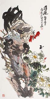 Chinese Chicken Painting,68cm x 136cm,fzg21189011-x