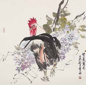 Chinese Chicken Painting,69cm x 69cm,fzg21189012-x