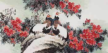 Chinese Chicken Painting,69cm x 138cm,zqd21190008-x