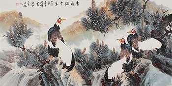 Chinese Chicken Painting,69cm x 138cm,zqd21190009-x