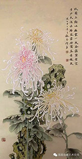 Chinese Chrysanthemum Painting,67cm x 134cm,2384011-x