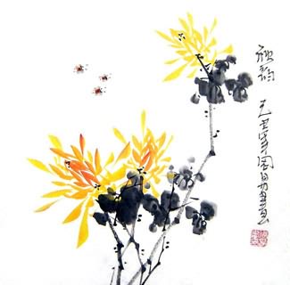 Chinese Chrysanthemum Painting,33cm x 33cm,2396018-x