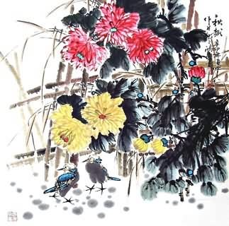 Chinese Chrysanthemum Painting,69cm x 69cm,2432001-x