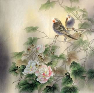 Chinese Cotton Rose Painting,66cm x 66cm,2421002-x