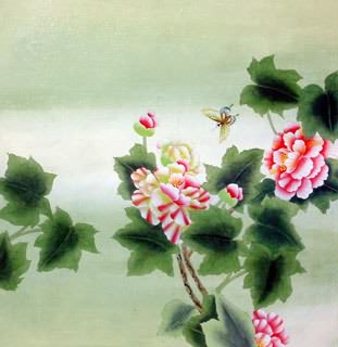 Chinese Cotton Rose Painting,66cm x 66cm,2603006-x