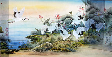 Chinese Crane Painting,120cm x 240cm,2384016-x