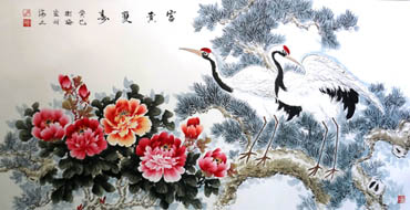 Chinese Crane Painting,69cm x 138cm,2473011-x