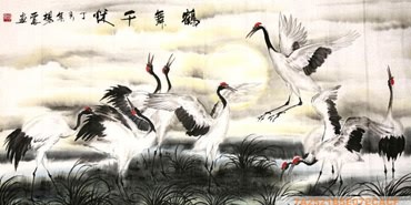 Chinese Crane Painting,69cm x 138cm,2511001-x
