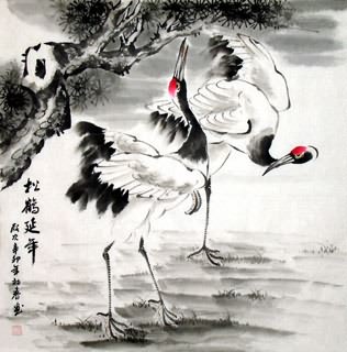 Chinese Crane Painting,69cm x 69cm,2511005-x