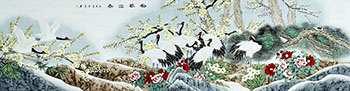 Chinese Crane Painting,360cm x 90cm,2547040-x