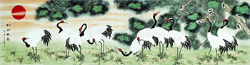 Chinese Crane Painting,360cm x 90cm,2547045-x